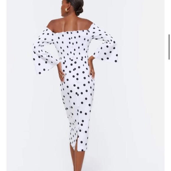 Uterque polka dot off-shoulder midi dress - Picture 2 of 6
